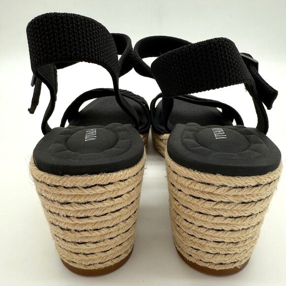 Vivaia Sally Pro Wedge Sandals Old Money Casual Knit Platform Comfort Black 8.5 - Picture 4 of 7